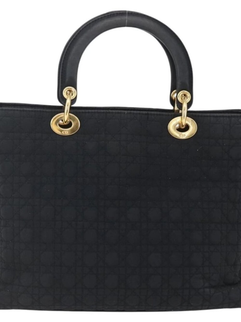 Christian Dior Canage Hand Bag Nylon Black Gold Auth - Picture 3 of 15